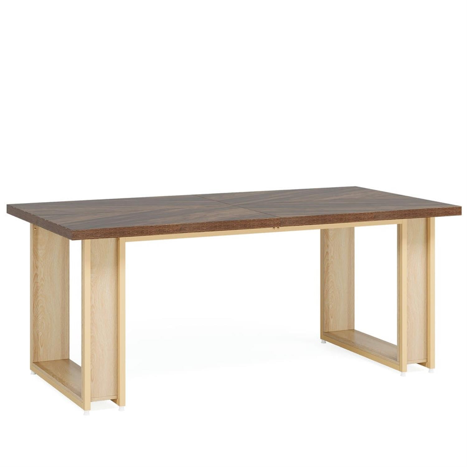 Demi Bonn 63" Wood Executive Computer Desk, Modern Duty Study Writing Gaming Table for Home Office, Brown