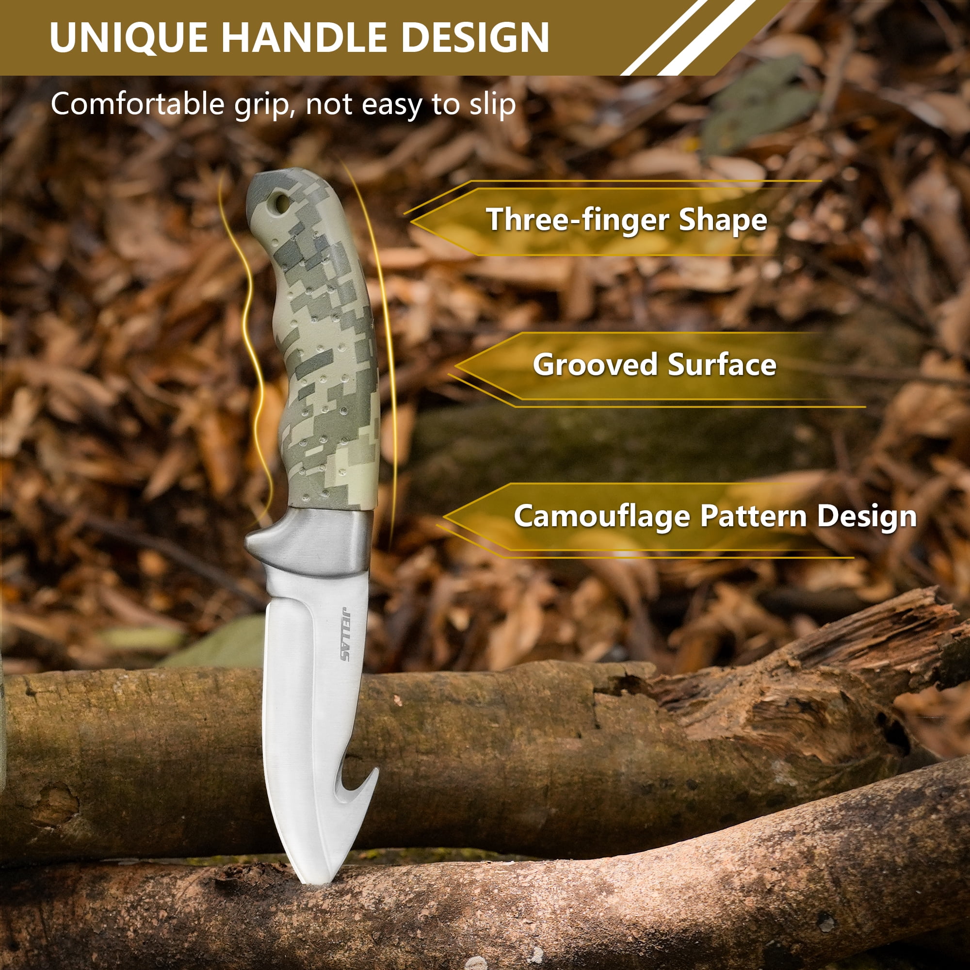 Jellas Fixed Blade Deer Hunting Knives Set, 15 Pieces Skinning Knife for Hunting, Field Dressing Kit for Hunting, Fishing, Camping