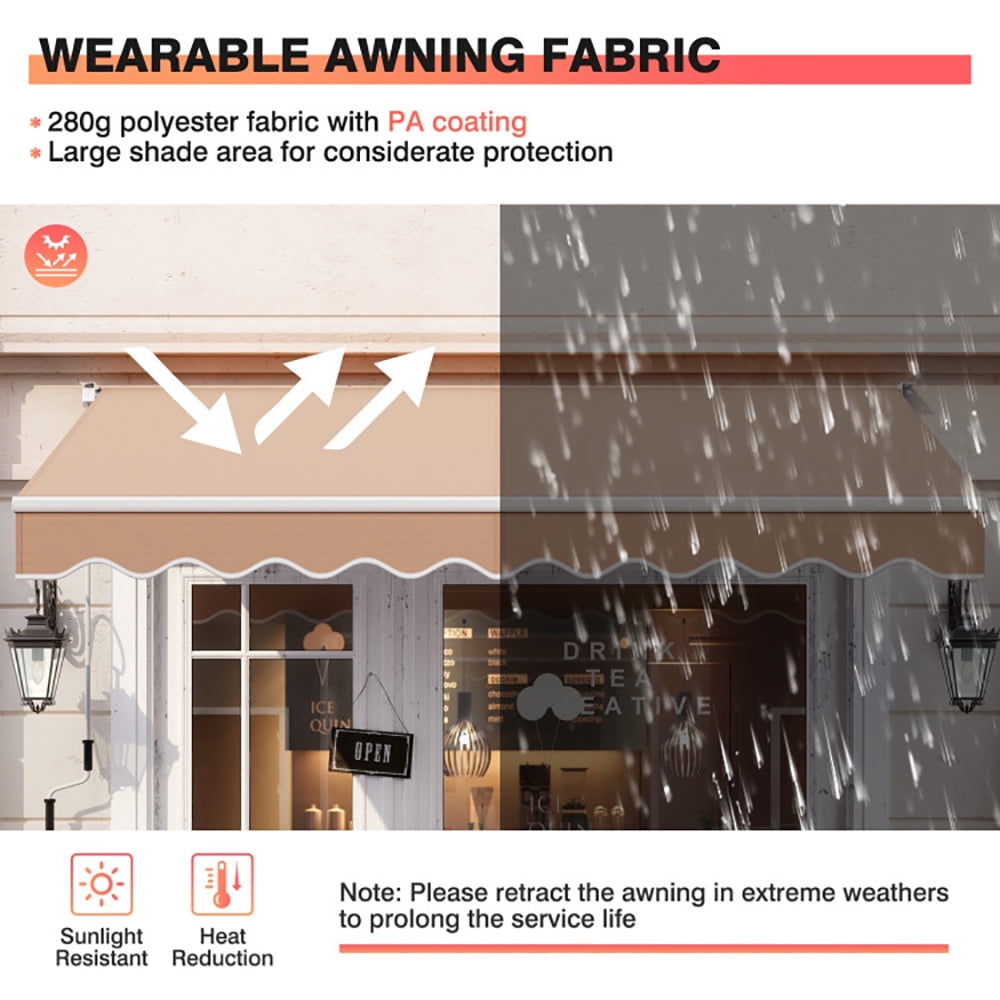 Aimee Lii 10 x 8.2 Feet Retractable Awning with Easy Opening Manual Crank Handle, Outdoor Awning for Patio, Beige Aimee Lii 10 x 8.2 Feet Retractable Awning with Easy Opening Manual Crank Handle, Outdoor Awning for Patio, Beige