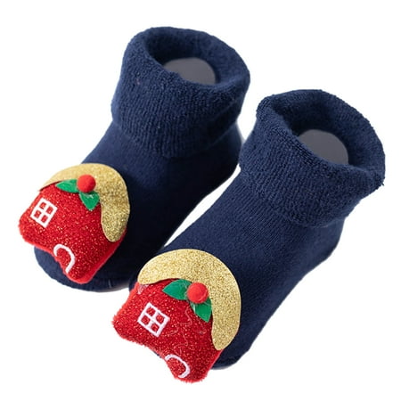 

Baby Toddler Kids Unisex Warm Thick Cotton Socks Warm Christmas Design Anti Slip Breathable Cotton Socks Non Slip Skid Boys Girls