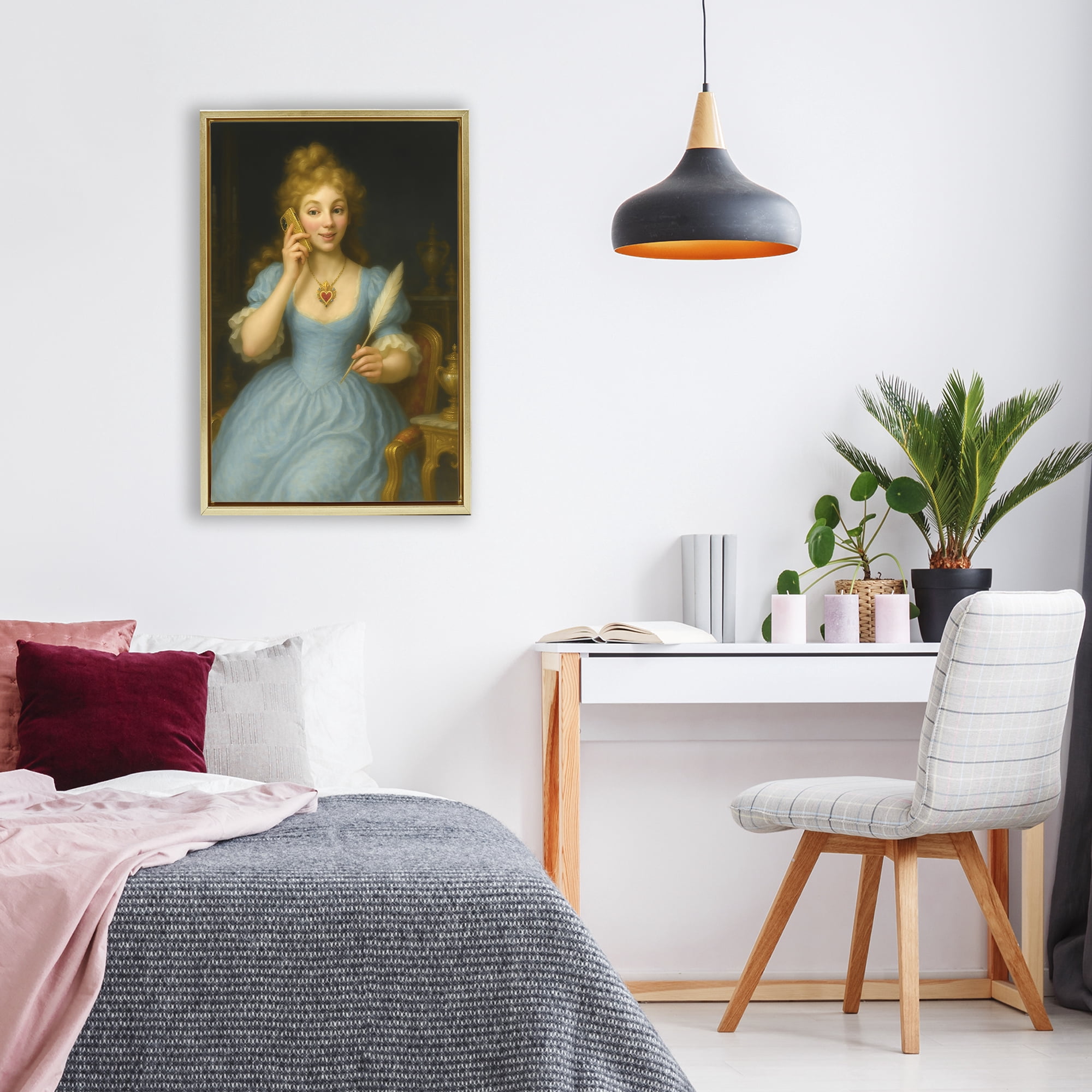 Stupell Industries May I Take A Message Gold Framed Floater Canvas Wall Art, design by Grotto Studios