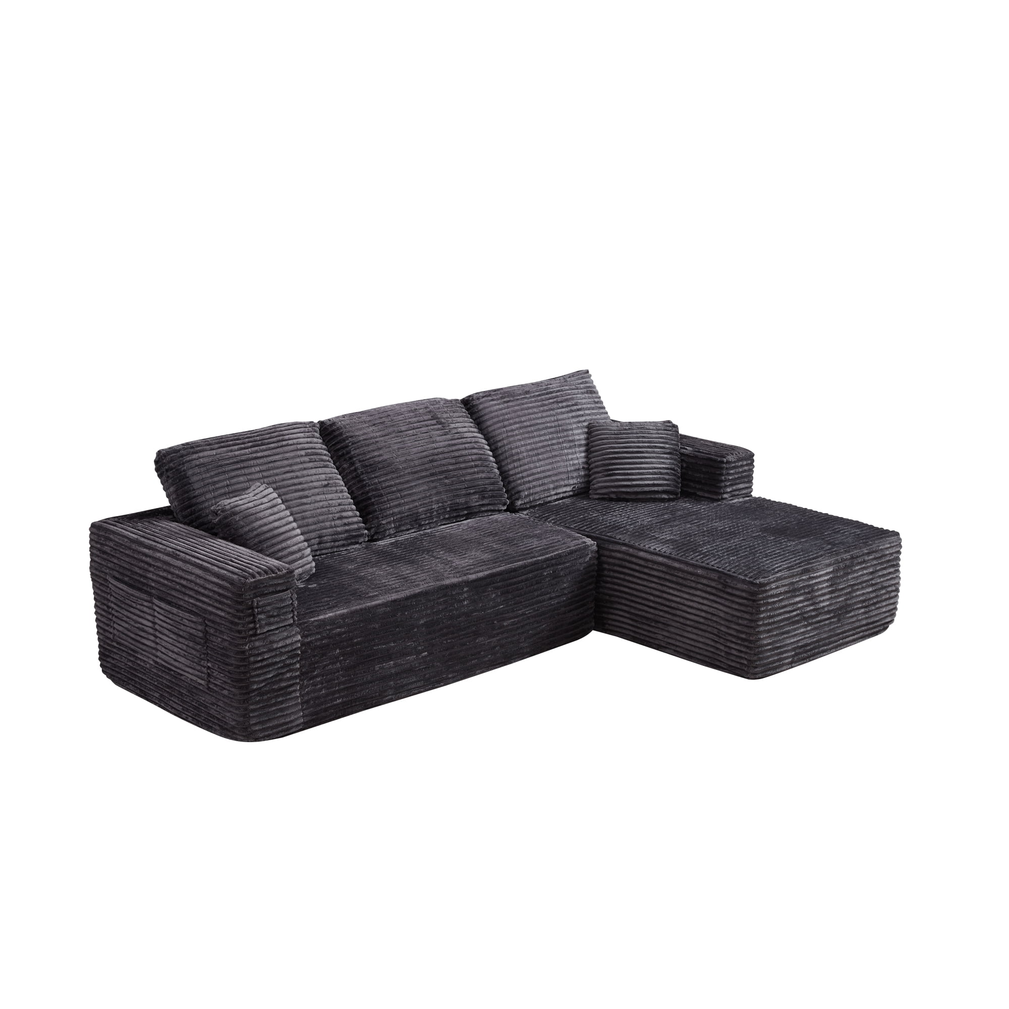 HOQBN 100.39" Cloud Sectional Couch with R-Shape Chaise,Modern Modular Sofa with Deep Seat,No Assembly Required,Compressed Packaging for Living Room Grey