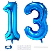 Xihuimay Number 13 Balloons 40 inch Digital Balloon Alphabet 13 Birthday Balloons Digit 13 Helium Balloons Big Balloons for Birthday Party Supplies Wedding Bachelorette Bridal Shower, Blue Number 13