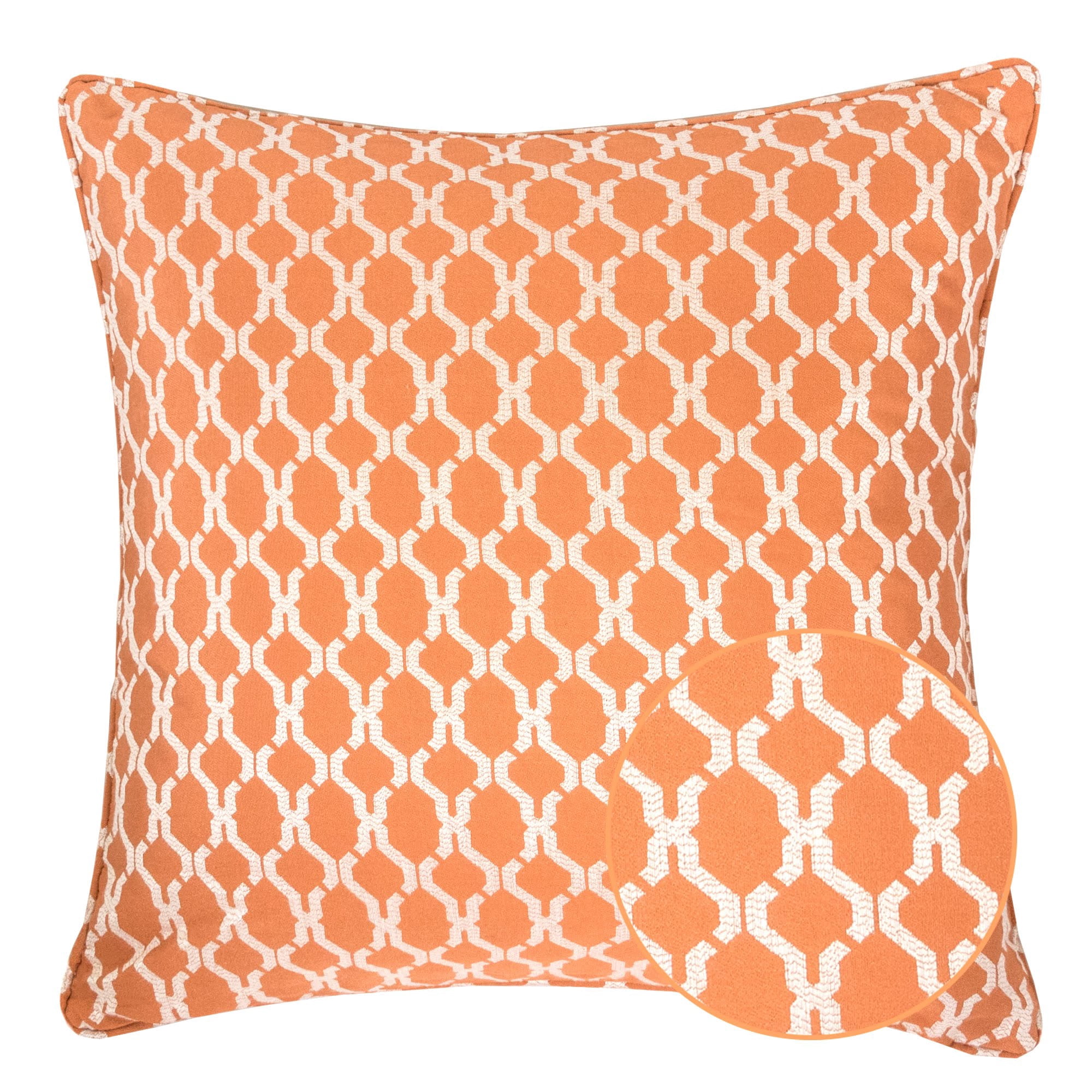 Amelia Orange Geometric Polyester 20 in. x 20 in Throw Pillow (Set of 2)