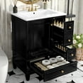 thumbnail image 3 of Euroco 24” Bathroom Vanity with Sink Combo, Freestanding Cabinet with 3 Drawers and Side Storage,MDF & Poplar Wood, Ceramic Top with Integrated Sink, 3 of 9