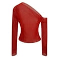 thumbnail image 2 of JGGSPWM Women's Mesh Sheer Tops Off The Shoulder Long Sleeve See Through Shirts Going Out Party Club Outfits Red XL, 2 of 3