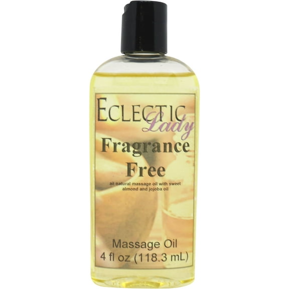 Fragrance Free Massage Oil by Eclectic Lady, 4 oz, Sweet Almond Oil and Jojoba Oil
