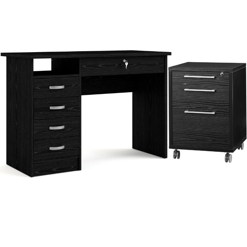 Home Square 2 Piece Furniture Set with 5 Drawers Desk and Mobile File