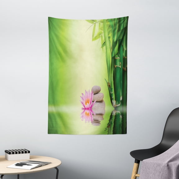 Spa Decor Wall Hanging Tapestry, Zen Garden Asian Self-Control Freshening Insight in Daily Life Mindful Activity Relax Print, Bedroom Living Room Dorm Accessories, 40 X 60 Inches, by Ambesonne