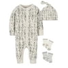 Modern Moments by Gerber Baby Boy Coverall & Accessory Set, 4-Piece, Newborn-3/6 Months