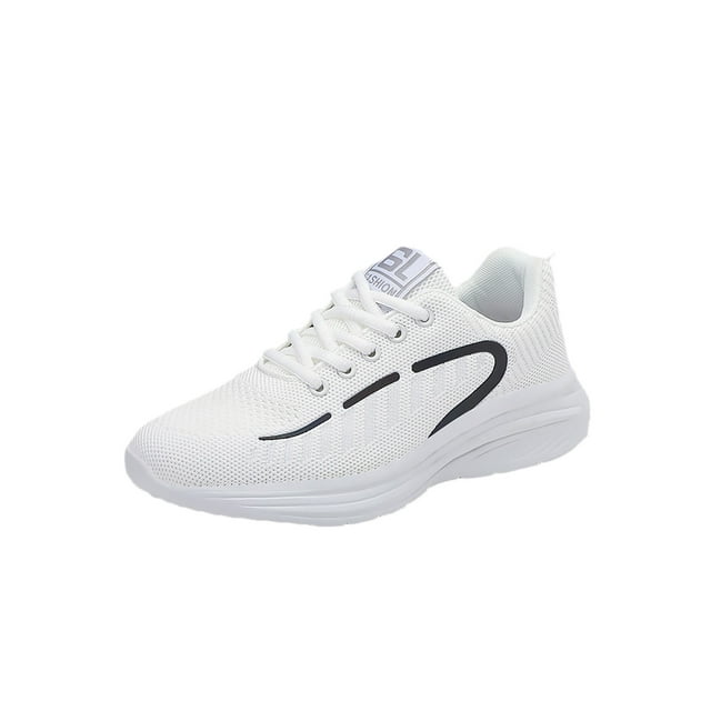 UKAP Chaussures de Marche pour Femmes Espadrilles en Mousse à Mémoire de Forme Chaussures de Course en Mesh Espadrilles de Sport Antidérapantes Blanches 8.5