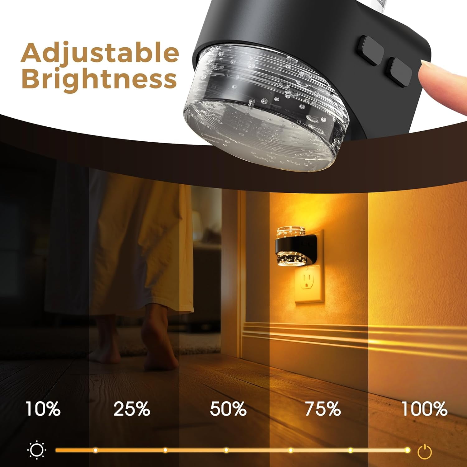 RGHJAR-Night Light, Bubble Night Lights Plug into Wall, 2 Pack Night Lights with Dusk-to-Dawn Sensor,Dimmable Amber Pulg in Nightlights for Rooms Bathroom Hallway