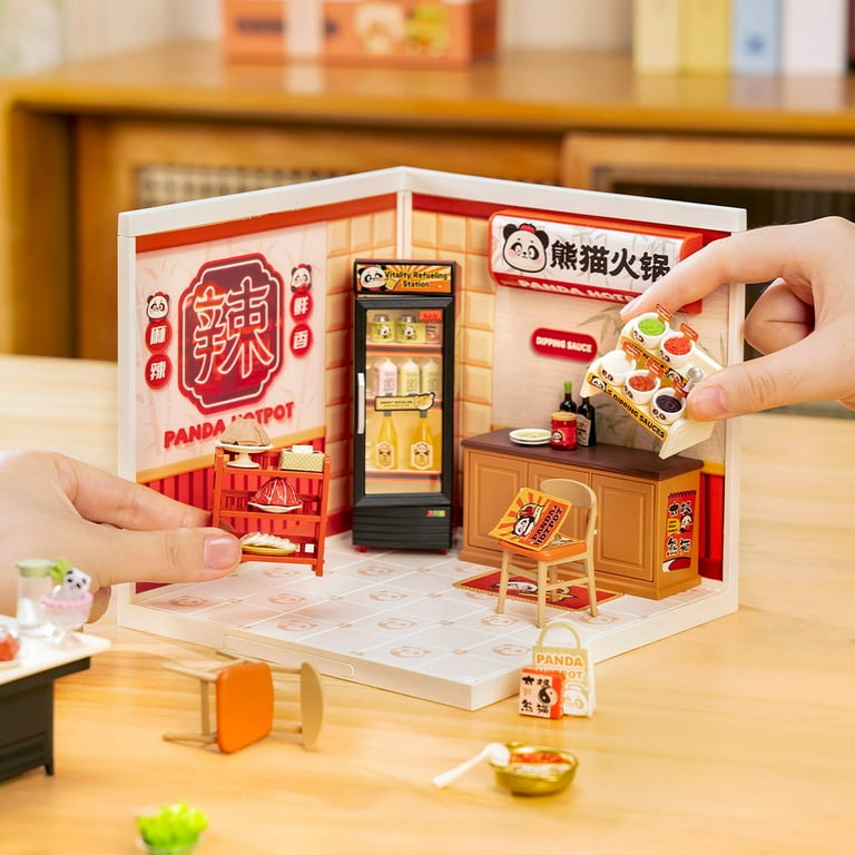 Rolife DIY Miniature Dollhouse Super Creator Panda Hot Pot Plastic