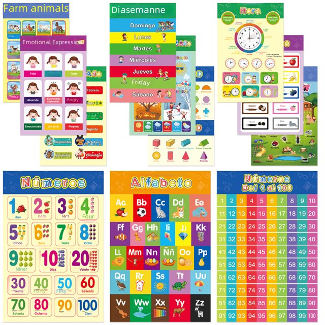 Cuadro decorativo de educación temprana para niños, aprendizaje de la iluminación, gráfico mural, póster de educación infantil, gráfico mural silencioso