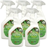 Wash Fruit and Veggie Organic, Plant Power, Clean Fresh Produce, Beautiful Aroma 22 Fl Oz. Pack of 5.