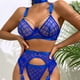 thumbnail image 4 of Gibobby Conjunto de lencería Sexy Camisón de malla para mujer, estilo kimono de encaje(Azul, CH), 4 of 5