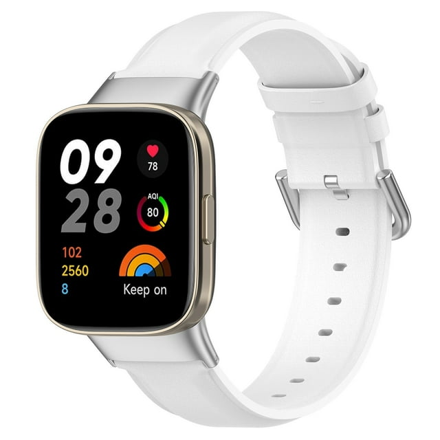 Bracelet en Cuir à Extrémité Ronde Respirant de Remplacement pour Smartwatch 3 Lite Series