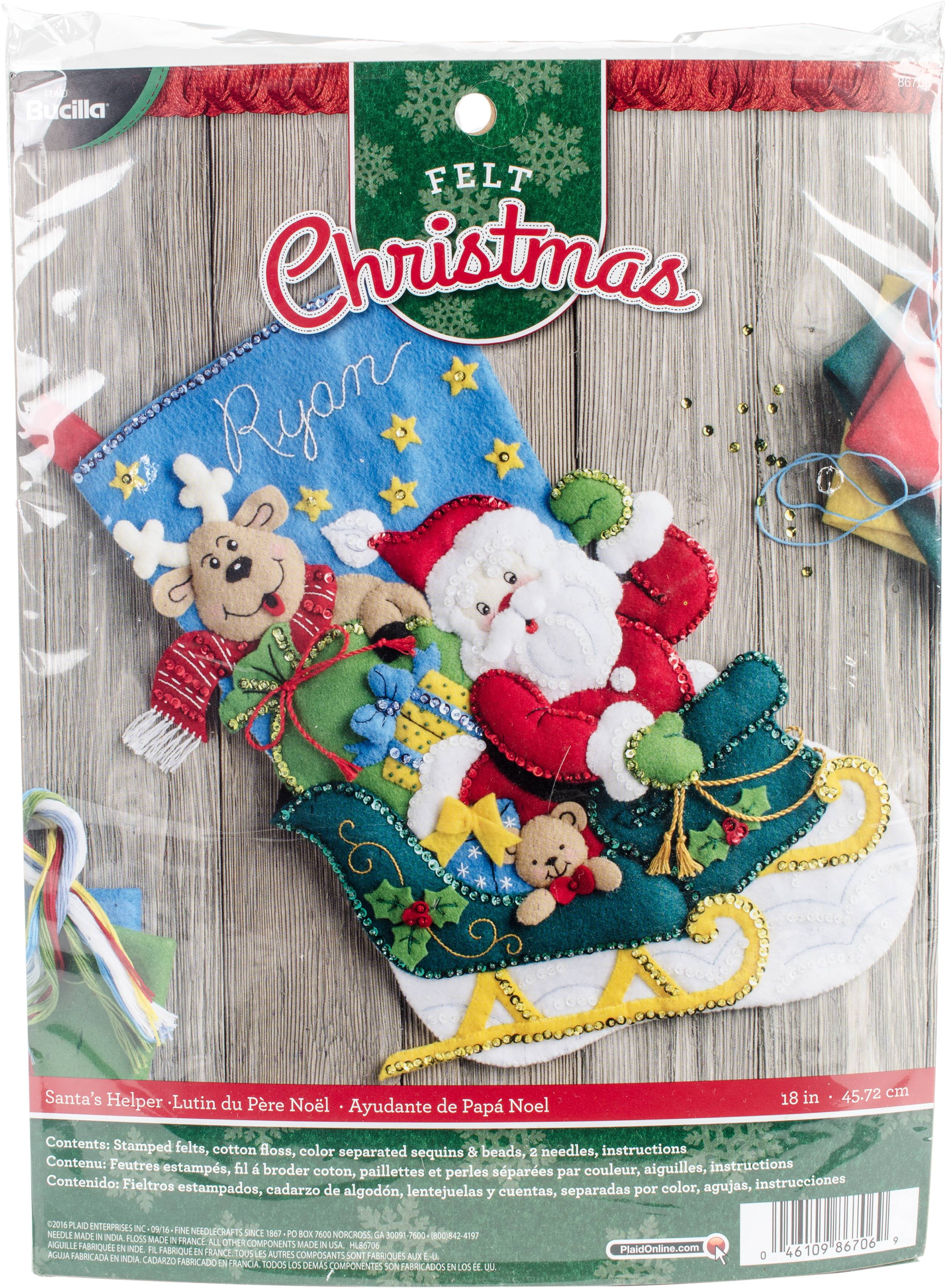 Bucilla Santa's Helper ~ 18" Feutre Noël Stocking Kit #86706 Rennes Sleigh 