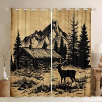 Manfei Teens Wildlife Reindeer Curtains Pack of 2 (42x84 Each), Farmhouse Animal Curtains Blackout, Rustic Countryside Bedroom Curtains, Curtains and Drapes Decor