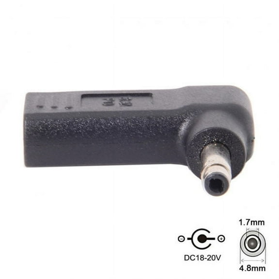 FVH USB 3.1 Type C USB-C to DC 19V 4.8*1.7mm Adapter PD Emulator Trigger 90 Degree Angled for HP Laptop