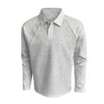 thumbnail image 2 of Mens Polo Shirts Long Sleeve Button Polo Tees Slim Fit Grey T Shirt Men, 2 of 4