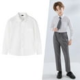 thumbnail image 2 of HAOYUNL Boys Collared Dress Shirt with Matching Tie for Kids Toddler Teen Dress Shirt Casual Long Sleeve Button down Solid Shirt Formal Uniform for 3-16Year, 2 of 9