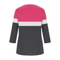 thumbnail image 5 of Viluyesy Round Neck T-Shirt for Womens 3/4 Sleeves Shirt Tops Fashionable Loose Blouse Hot Pink Size L, 5 of 6
