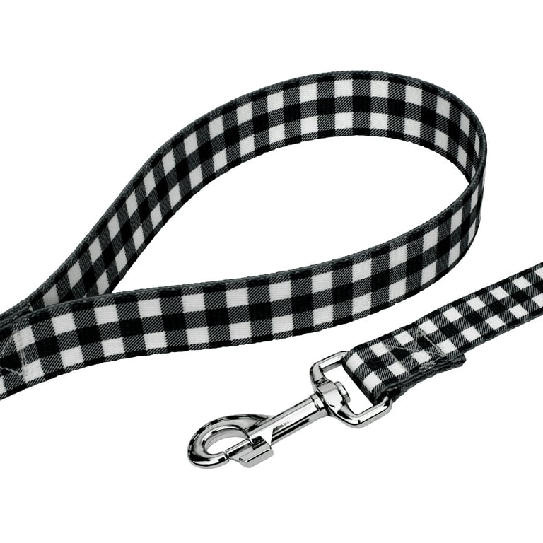 Black and white top buffalo check dog collar