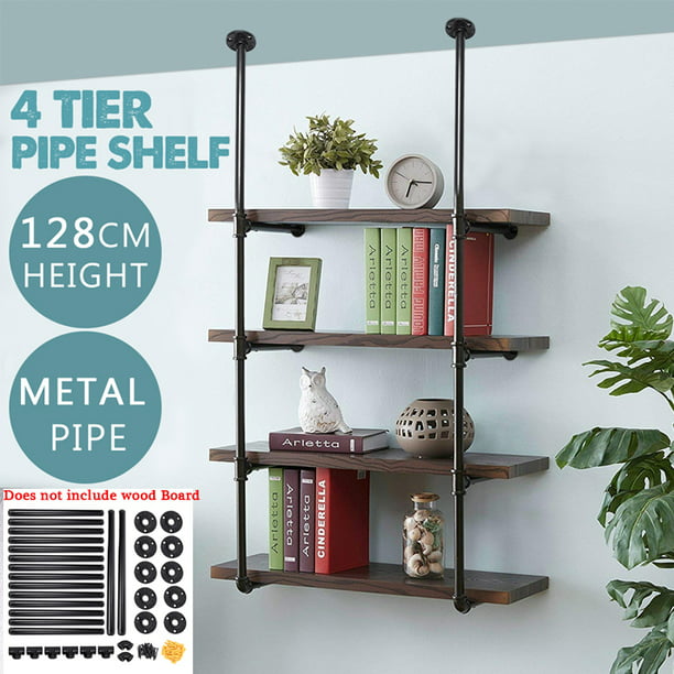 Augienb 4 Tier Industrial Wall Mounted, Commercial Wall Mounted Shelving Systems
