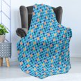 thumbnail image 4 of Abstract Soft Flannel Fleece Blanket, Mosaic Tile Inspired Image Formed as Chevron Pattern Elements in Watercolor Style, Cozy Plush for Indoor and Outdoor Use, 50" x 70", Multicolor, by Ambesonne, 4 of 5