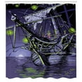 thumbnail image 3 of Ambesonne Pirate Ship Shower Curtain, Ghost Vessel Island, 69"Wx70"L, Purple Lime Green, 3 of 3