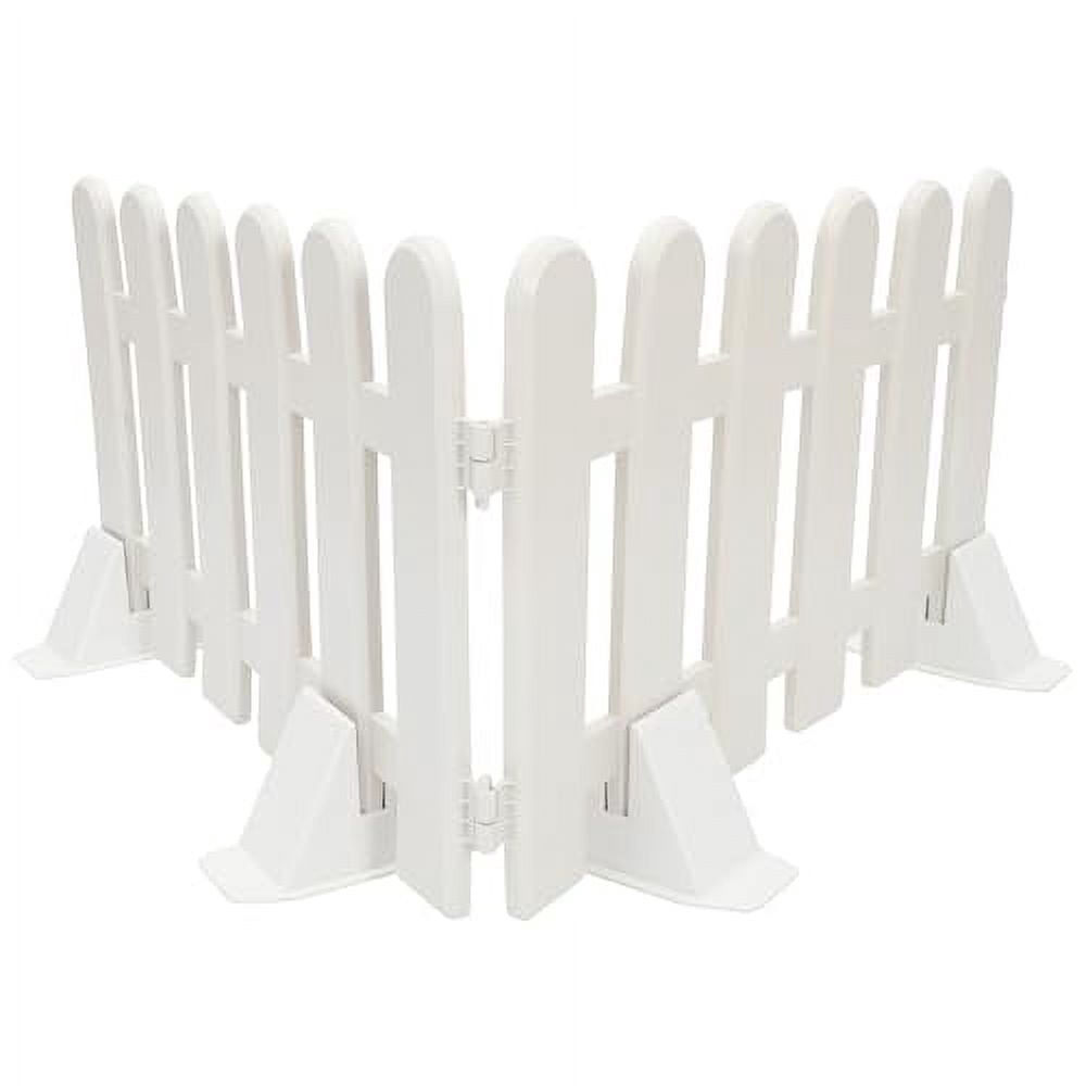 DOITOOL 2PCS Plastic Garden Edging Fence White Garden Picket Fence Border with 4 Base, Decor White Picket Fence Edging for Garden, Landscape Edging, Pathways or Flower Bed (White,