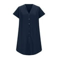 thumbnail image 3 of Hvot&aat Women's Casual Button Sleepwear Soft V-neck Short Sleeves Nightgown Loose Solid Color Nightshirt, 3 of 6