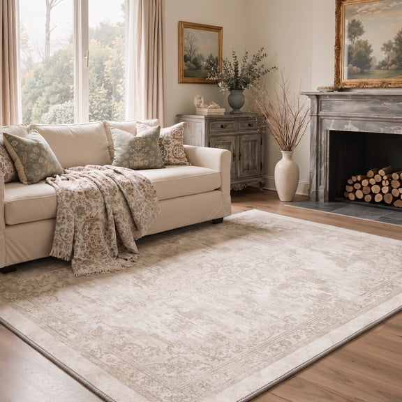 KUETH 5x7 Soft Contemporary Modern Rug for Living Room, Machine Washable Low Pile Non Slip Backing Area Rug, VELVETECHO Rug for Bedroom Dining