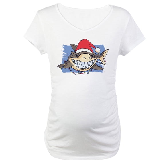 CafePress - Christmas Shark Maternity T Shirt - Cotton Maternity T-shirt, Cute & Funny Pregnancy Tee