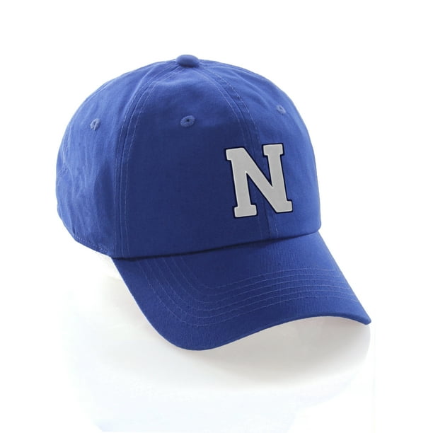 Customized Letter Intial Baseball Hat A to Z Team Colors, Blue Cap
