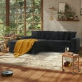 thumbnail image 7 of 111" Modern Sectional Couches, L-Shaped Corduroy Couch with Extra-Wide Chaise Lounge, 8 Pillows, Comfy Deep Seat Corner Sofa for Living Room (Black, 111" W Left Facing Chaise), 7 of 7