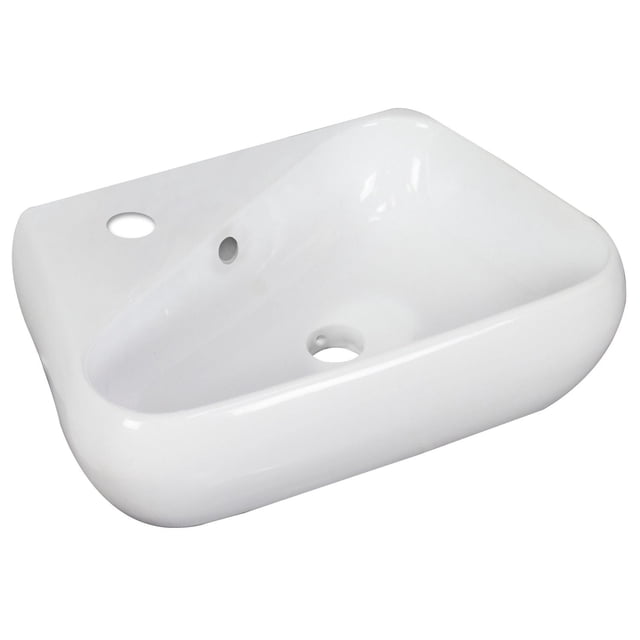 American Imaginations 35.5-in. W 1 Hole Ceramic Top Set In White Color - Overflow Drain Incl. AI-1765