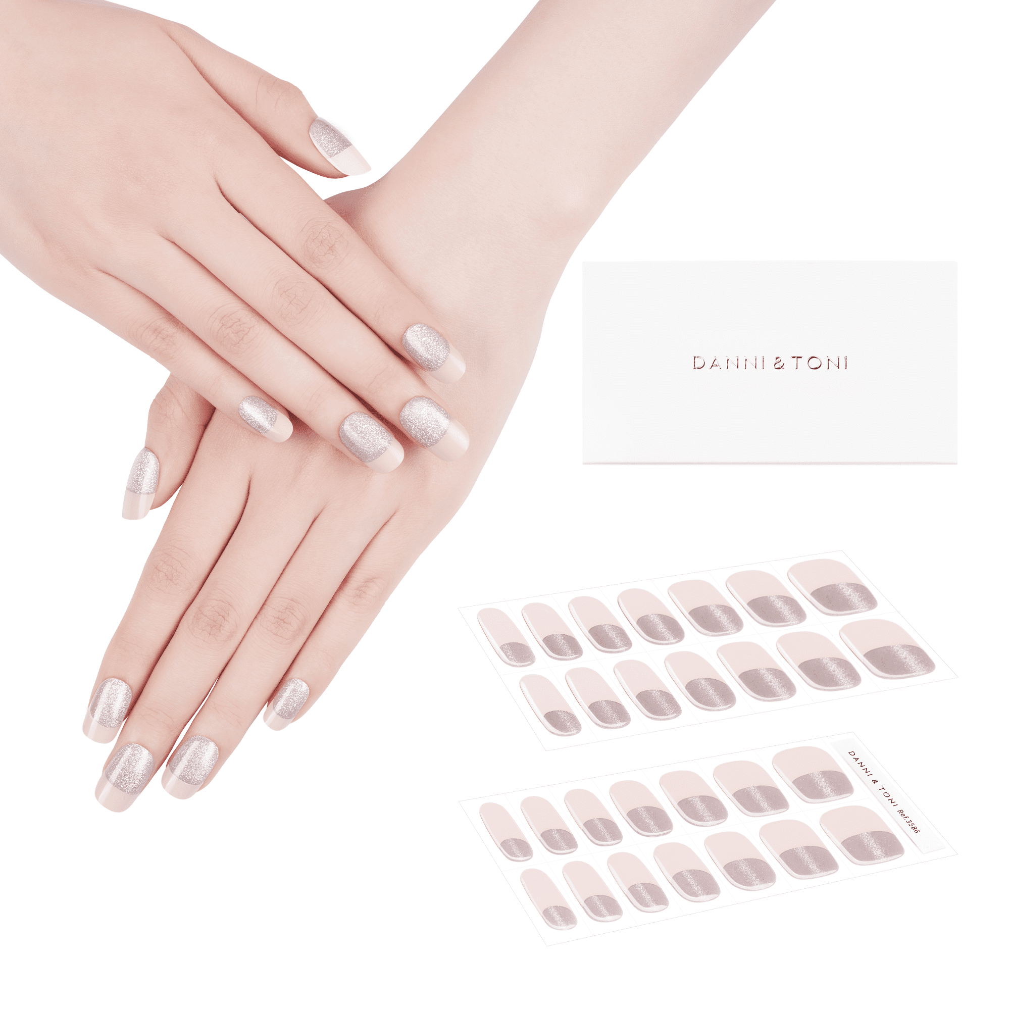 DANNI & TONI Semi Cured Gel Nail Strips French (Champagne Kiss) Nude Tips French Nail Polish