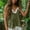 Army Green, variant on Women's Summer Linen Blend V-Neck Lace Cami Top Adjustable Spaghetti Strap Sleeveless Casual Top Khaki M