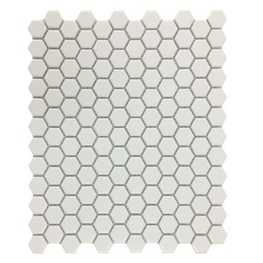 Renovators Supply Porcelain Mosaic Hexagon Glossy White Floor and Wall Tile 23 Tile Sheets 10.25" x 11.8" Total 19.3 SQ FT