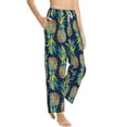 thumbnail image 2 of Uemuo Colorful Pineapples Pattern Women's Wide Leg Palazzo Lounge Pants with Pockets Light Weight Loose Comfy Casual Pajama Pants-Large, 2 of 9