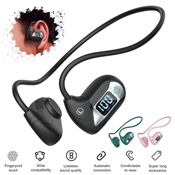 Xihbxyly Almacén de Liquidación Auriculares Deportivos Inalámbricos Bluetooth Desconducción Sin Oídos de Largo Alcance