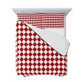 thumbnail image 7 of Quilts Twin Size Bedding Set, Red Plaid Lightweight Quilted Comforter, Modern Minimalist Geometric Gingham Checkered Soft Reversible Bedspread Coverlet with Pillow Covers for All Season, 68" x 86", 7 of 7