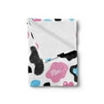 thumbnail image 2 of Cow Print Soft Flannel Fleece Throw Blanket, Animal Hide Hearts Moo Barnyard Love Abstract Design Farmland, Cozy Plush for Indoor and Outdoor Use, 70" x 90", Pale Pink Black White, by Ambesonne, 2 of 5
