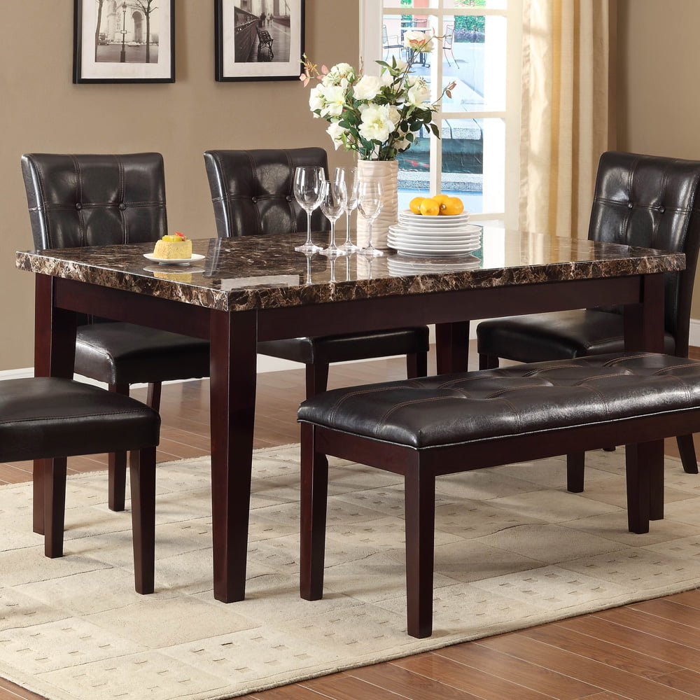 Homelegance Teague Faux Marble Dining Table in Espresso - Walmart.com