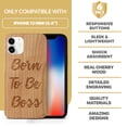 thumbnail image 7 of Case Yard Wooden Case Outside Soft TPU Silicone, Slim Fit Shockproof Wood Protective Phone Cover for Girls Boys Men and Women, Supports Wireless Charging Born To Be Boss Design case for iPhone-12-Mini, 7 of 7