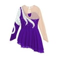 thumbnail image 4 of TiaoBug Kids Girls Sequin Mesh Spliced Ballet Figure Ice Skating Leotard Dress Purple 14, 4 of 4