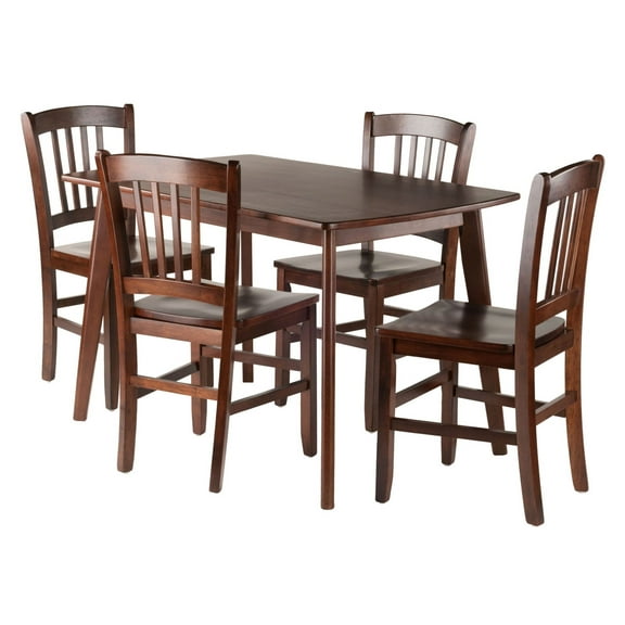 Shaye 5-Pc Dining Table with Slat Back Chairs; Walnut