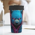 thumbnail image 6 of Fotbe Neon Cyberpunk Blue Bear Printed Insulated Travel Coffee Mug Spill Proof Leak Proof Stainless Steel Coffee Tumbler Reusable Coffee Cups with Lids Thermos, 6 of 8